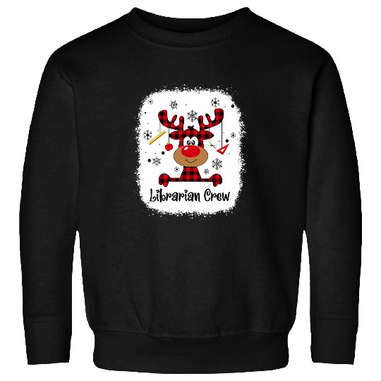 Librarian Job Bleached Librarian Crew Reindeer Funny Teacher Christmas Sweatshirts