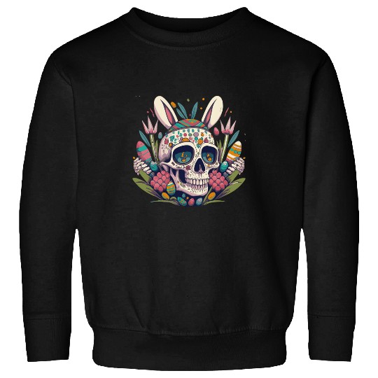 Egg Hunt Easter Day Funny Jolly Roger Bunny Skull Crossbones Sweatshirts