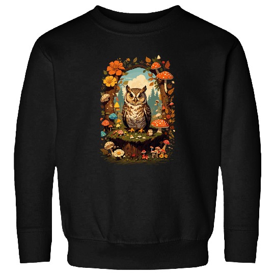 Owl Pet Cottagecore Owl Aesthetic Fairycore Floral Mushroom Fungi Sweatshirts
