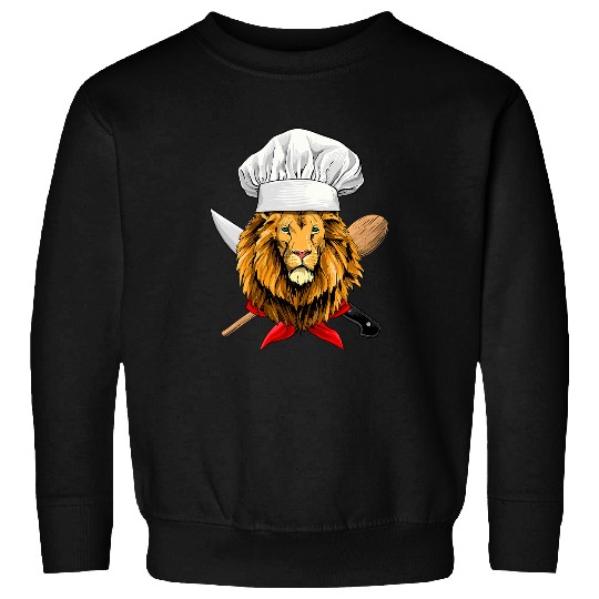 Lion Pet Restaurant Lion Chef Culinary Kitchen Cooking Lover Wildlife Sweatshirts
