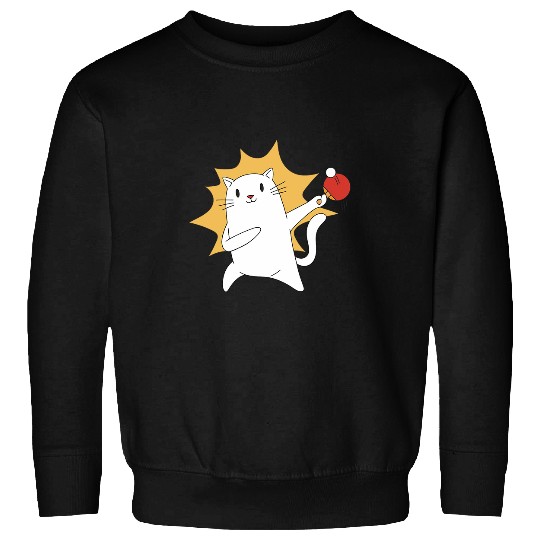 Funny Ping Pong Table Tennis Pickleball Paddle Cat Cartoon Sweatshirts