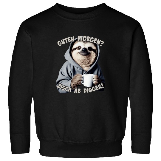 Coffee Fun Guten Morgen Zisch ab Digger Sloth Coffee Saying Sweatshirts
