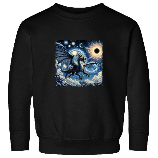 Dragon Pet Cool Animal Dragon Solar Eclipse Starry Night With Moons Sweatshirts