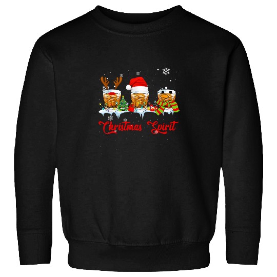Beer Fun Glass Of Whiskey Christmas Spirit Tees Drinking Alcohol Xmas Sweatshirts
