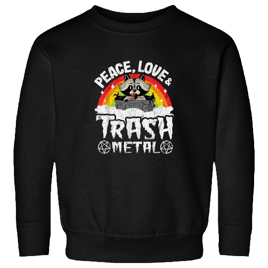Raccoon Pet Peace Love Trash Metal Raccoon Kids Punk Metal Rainbow 2 Sweatshirts