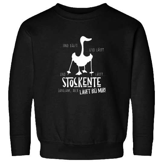 Duck Pet Mallard Duck Silhouette Runs At Mir Nordic Walking Fun Sweatshirts