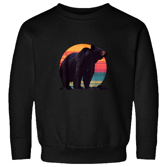 Bear Pet Retro Sunset Aesthetic Wilderness Roaming Brown Black Bear Sweatshirts