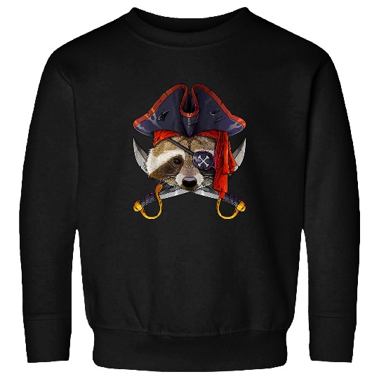 Raccoon Pet Pirate Raccoon Jolly Roger Halloween Costume Crossbones Sweatshirts