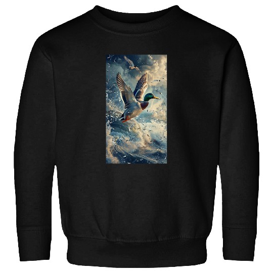 Duck Pet Mallard Duck Mallard Flying Wildlife Nature Storm Sweatshirts