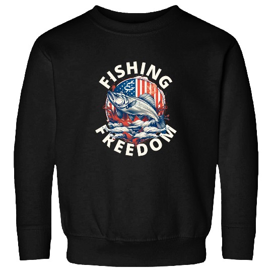 Fishing And Freedom Fish USA Patriotic Ocean Fishing Graphic Sweatshirts