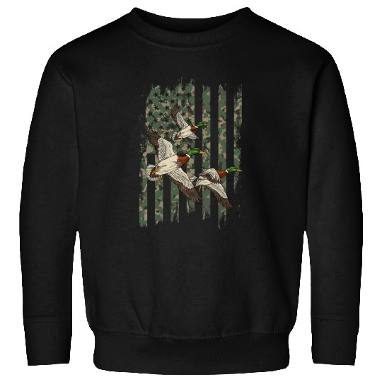 Duck Hunter American Flag Waterfowl Hunting Camouflage Men Sweatshirts