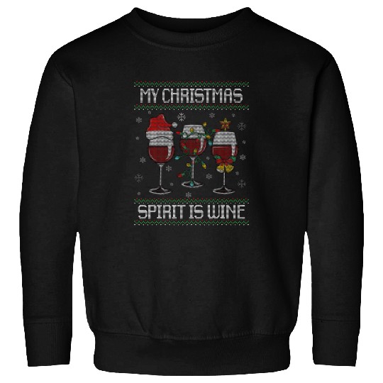 Wines Fun My Christmas Spirit Is Wines Ugly Christmas sweater glasses Sweatshirts