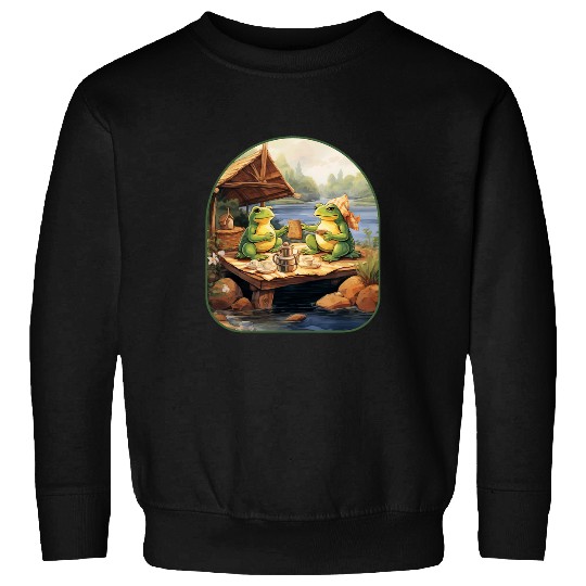 Turtle Pet Frog Turtle Picnic Field Lunch Cottagecore Nature Sweatshirts