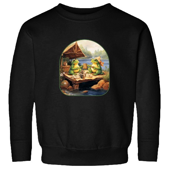 Turtle Pet Frog Turtle Picnic Field Lunch Cottagecore Nature Sweatshirts