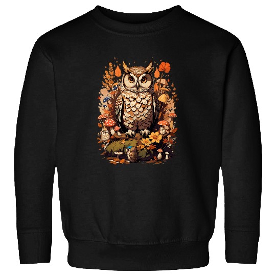 Owl Pet Cottagecore Aesthetic Owl Fairycore Mushroom Fungi Floral Sweatshirts