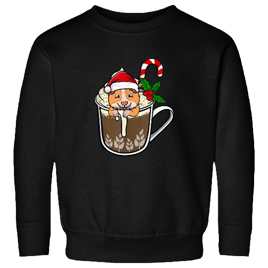 Hamster Pet is sitting in Cocoa Hot Chocolate christmas drink Sweatshirts