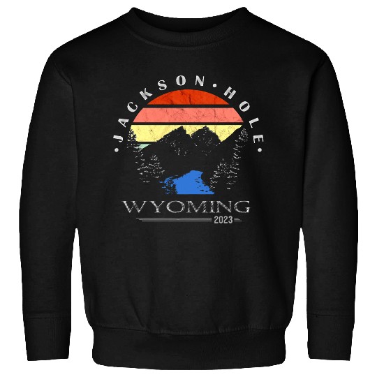 Jackson Hole Wyoming Mountains Retro Sunset Sweatshirts
