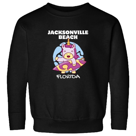 JACKSONVILLE BEACH FLORIDA Surf Retro Unicorns Surfing Sweatshirts