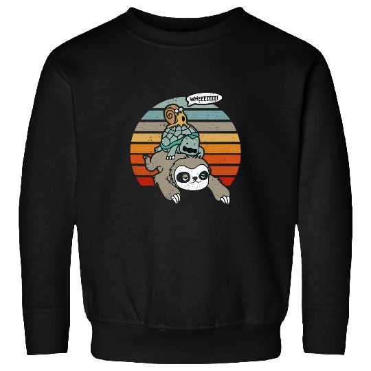 Sloth Pet SLOWPOKE Sloth Turtle Snail Retro Sunset Cute Animals Sweatshirts