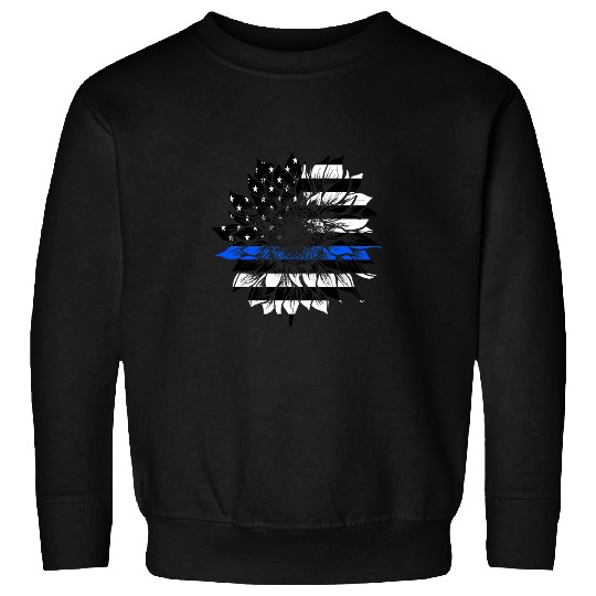 Police Job Cute Blue Line Sunflower Police Sunflower Law Enforcement Sweatshirts