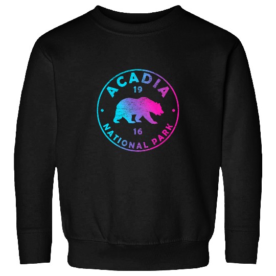 Bear Pet Retro Acadia National Park Colorful Tie Dye Bear Boys Girls Sweatshirts