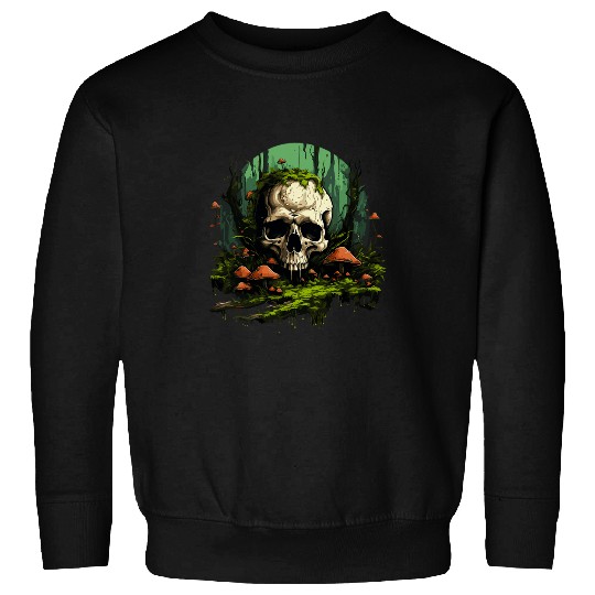 Skull with moss and mushrooms Aestethic Goblincore Sweatshirts