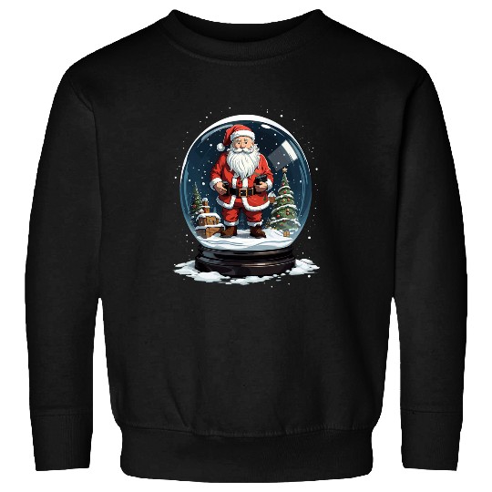 Santa Snow Globe Christmas Scene Holiday Winter Wonderland Sweatshirts