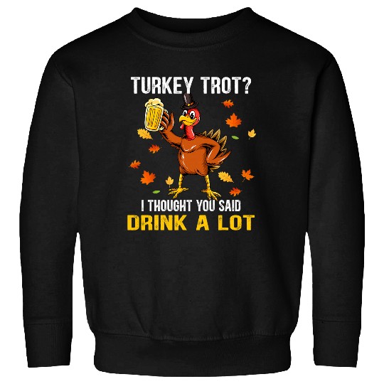 Turkey Trot Squad Running Drinking Funny Thanksgiving Sweatshirts