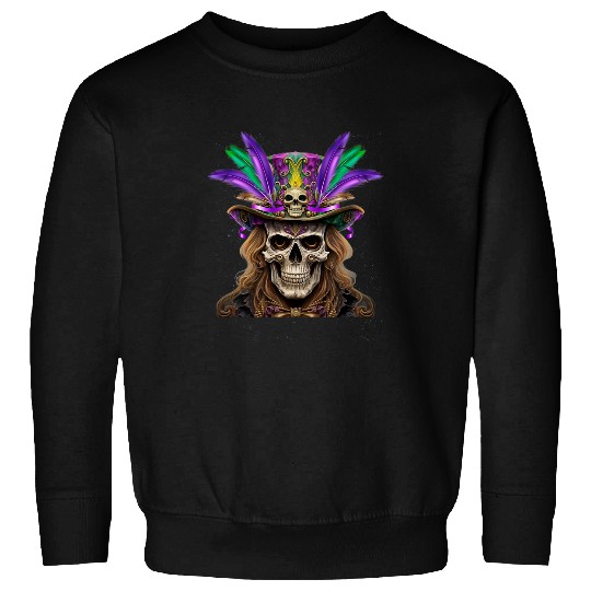 Mardi Gras Skull Top Hat New Orleans Witch Doctor Voodoo 1 Sweatshirts