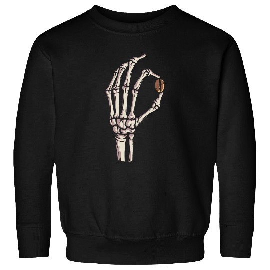 Rock Roll Skull Skeletons Hands Holding Coffee Vintage Sweatshirts