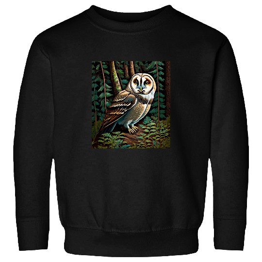 Owl Pet Barn Owl in a Dark Forest Sweatshirts