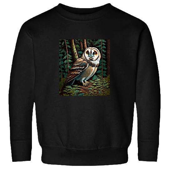 Owl Pet Barn Owl in a Dark Forest Sweatshirts