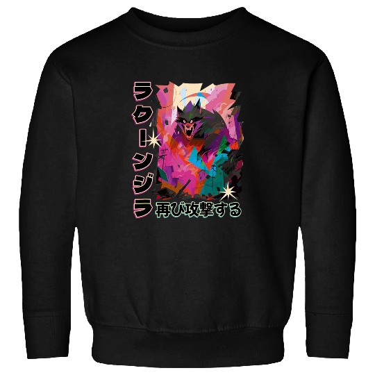 Kaiju Japanese Monster Raccoon Colorful Graphic Sweatshirts