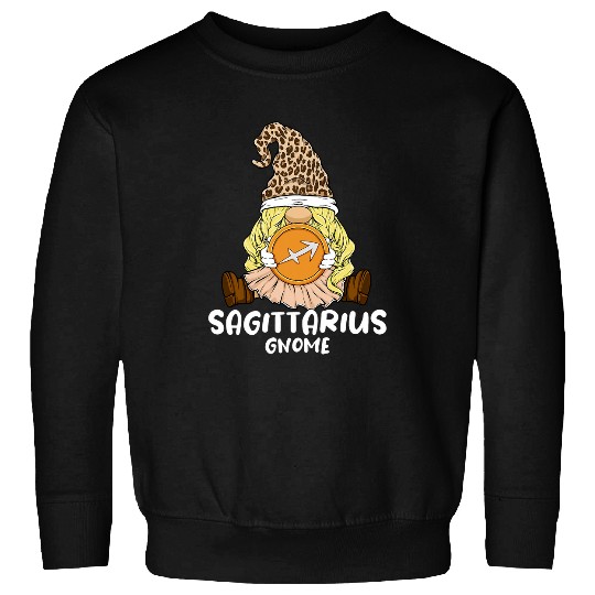 Sagittarius Gnome Zodiac Sign Leopard Print Hat Girls Women Sweatshirts