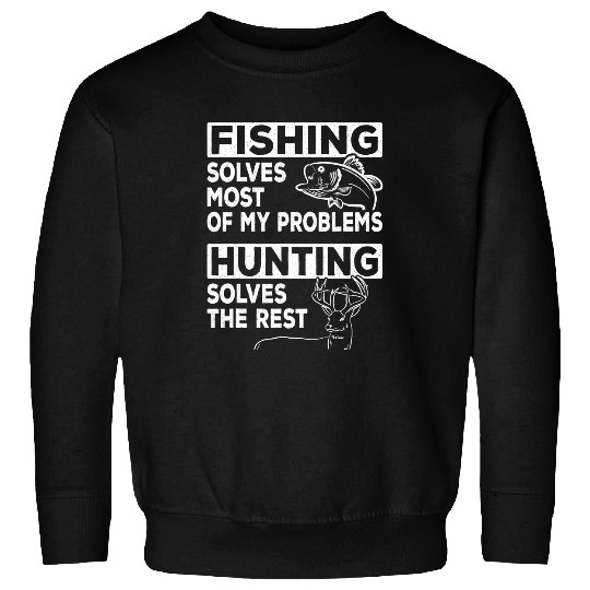 Fishing Funny Fishing And Hunting Elk Deer Fish vintages Hunter Fisher Sweatshirts