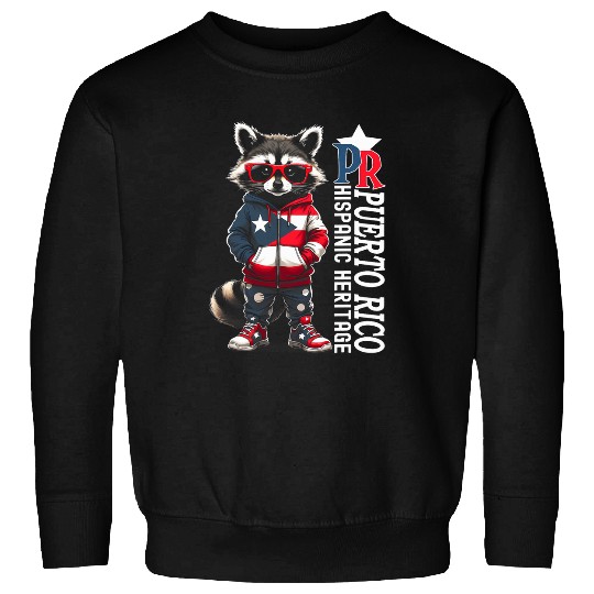 Raccoon Pet Puerto Rico Flag Cute But Feral Proud Boricua Latino Sweatshirts