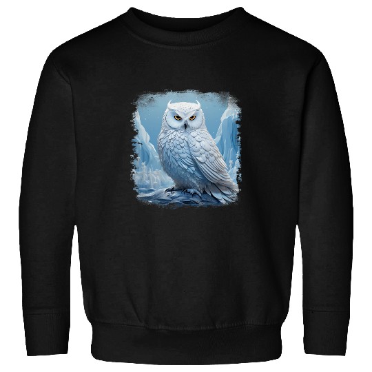 Owl Pet Anime Majestic white snow owl mountains clear blue sky art Sweatshirts