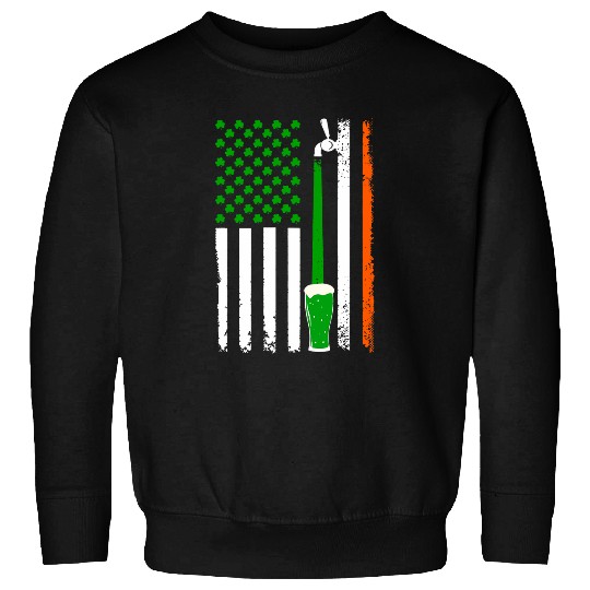 Beer Fun Green Beer American Flag St Sweatshirts