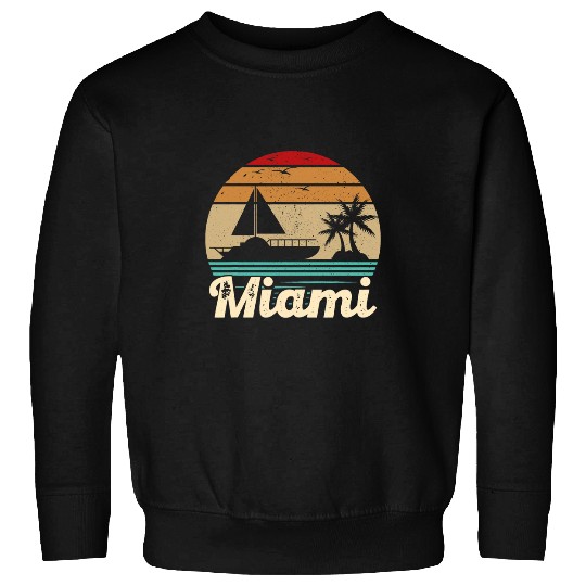 Miami Florida vintages Retro Palm Trees Beach Summer Surf Sweatshirts