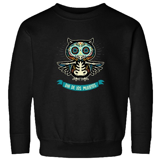 Owl Pet Cute Skeletons Owl Dia De Los Muertos Sweatshirts
