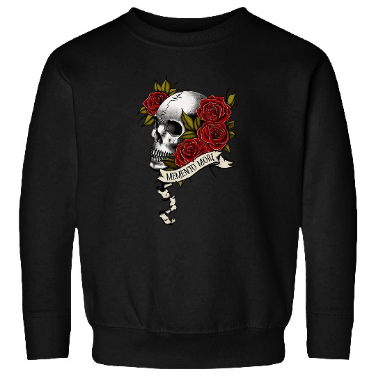 Memento Mori Skull and Roses tattoo Sweatshirts