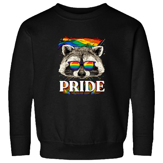 Raccoon Pet Pride Raccoon LGBTQ Rainbow Flag Pride Month Trash Panda 3 Sweatshirts