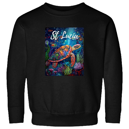 Saint Lucia Tribal Sea Turtle Surfing Scubas Diving St Lucia Sweatshirts