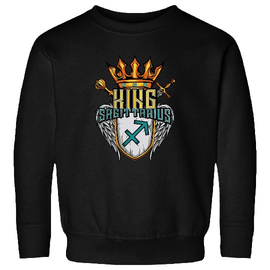 King Sagittarius Zodiac Sign with Crown Scepter swords Men Sweatshirts