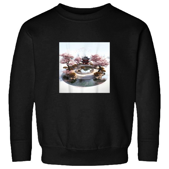 Sakura Tranquility A Korean Water Gardens Circular Elegance Sweatshirts