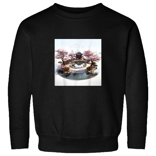 Sakura Tranquility A Korean Water Gardens Circular Elegance Sweatshirts