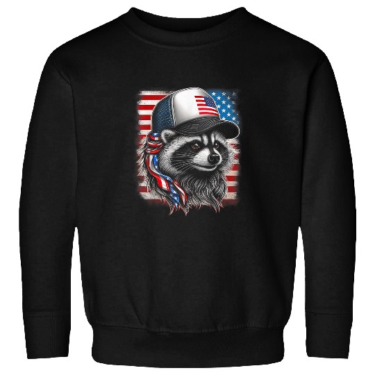 Raccoon Pet Redneck Raccoon Mullet White Trash Party Attire 4th July 3 Sweatshirts