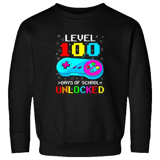 Level 100 Days Of School Unlocked Video Game Boys Girls Kids Sweatshirts