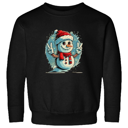 Snowman Harmony Peaceful Winter Emblem Sweatshirts