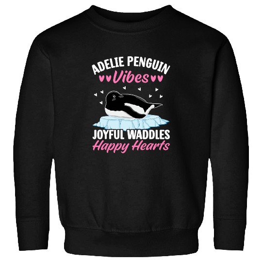 Penguin Pet Adelie Penguin Vibes Joyful Waddles Happy Hearts Penguin Sweatshirts